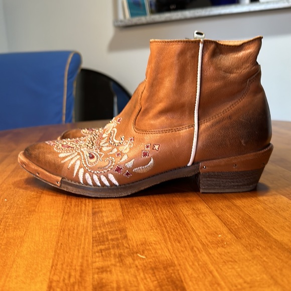 Sundance Embroidered Short Leather Boots - Picture 7 of 10